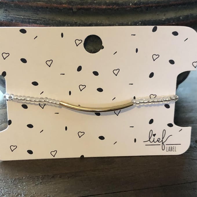 Armbandje Beads Transparant Tube goud