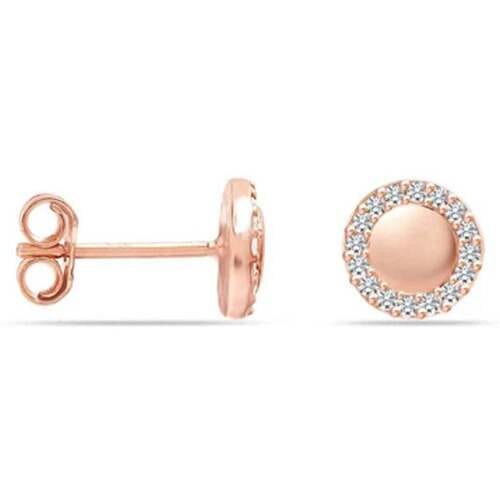 Vrouwen Roze Gouden Oorbellen met Edelsteen Halo BIPE059