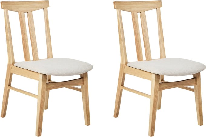 AVALON - Eetkamerstoel set van 2 - Lichtbeige - Licht hout/Stof