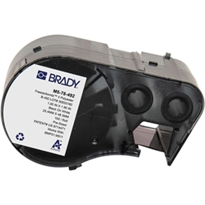 Brady M5-78-492 polyester labels zwart op wit | 25,40 mm x 48,26 mm (origineel)