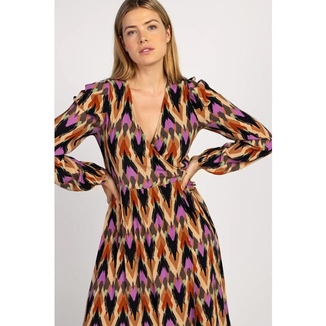 AAIKO Jitte Multi Ethnic Vis 523 Jurken Dames - Kleedje - Rok - Jurk - Multi - Maat XS