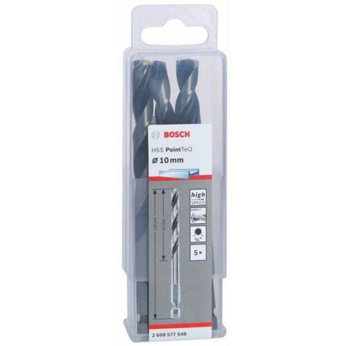 Bosch Accessories 2608577548 PointTeQ HSS Metaal-spiraalboor 5-delig 10 mm Gezamenlijke lengte 133 mm DIN 338 Zeskant schacht 1 stuk(s)