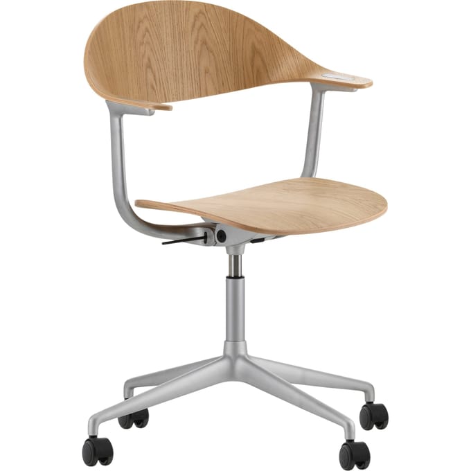 Vitra Mynt bureaudraaistoel - Vitra 95 Aluminium gestrahlt - eiken natuur