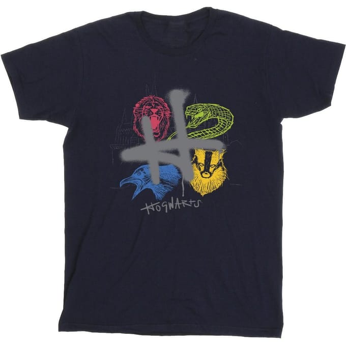 Harry Potter Heren Emblemen H Spuit T-shirt (Marineblauw)