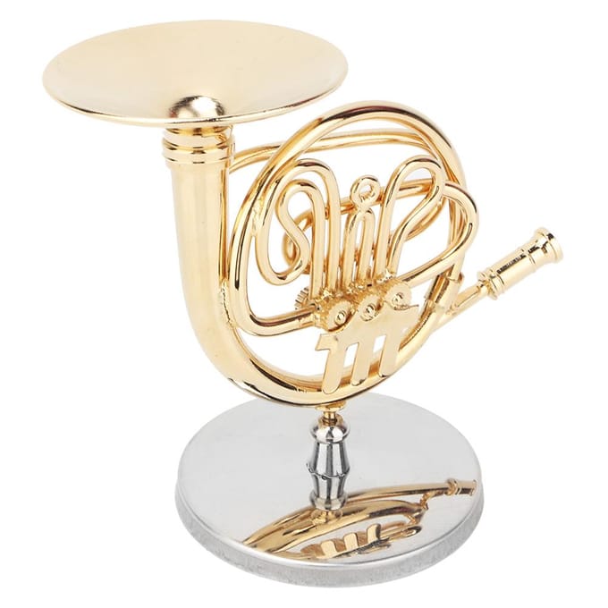 Miniatuur Hoorn Delicaat Gouden Mini Instrument Ornament Decoratie voor Muziekliefhebber beige