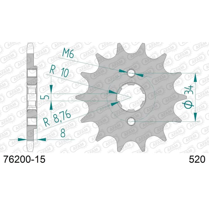 Stalen motortandwiel voor Afam 520 15 dents