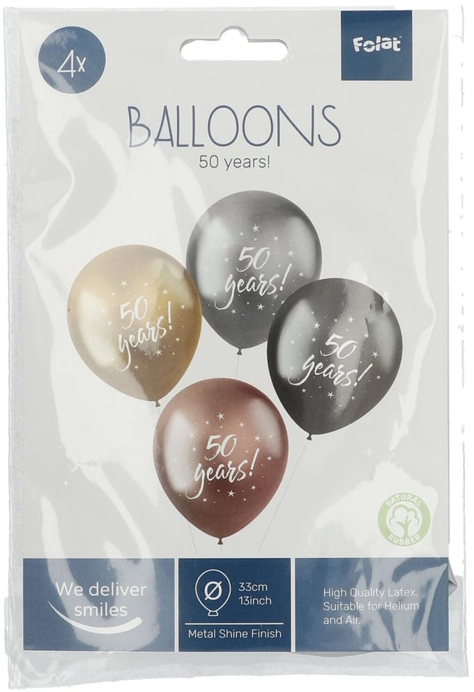 Ballonnen Shimmer '50 Years!' Electrum 33cm - 4 stuks