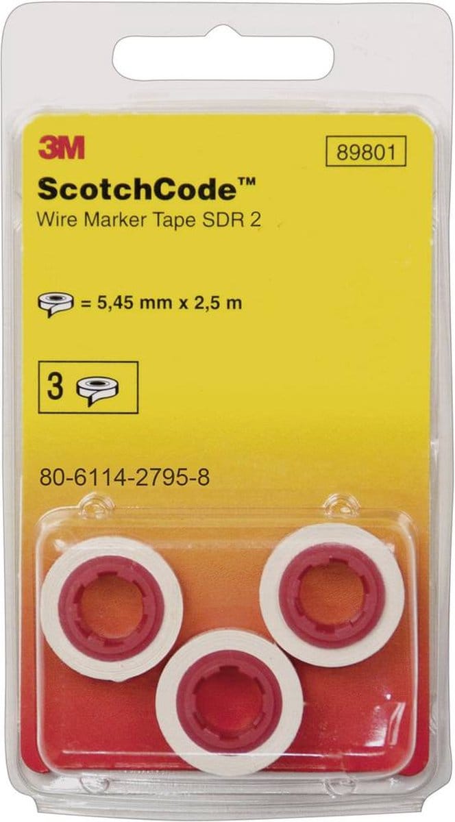 Scotchcode kabelmarkeerder-navulrollen 80-6114-2795-8 Wit, Geel 3M