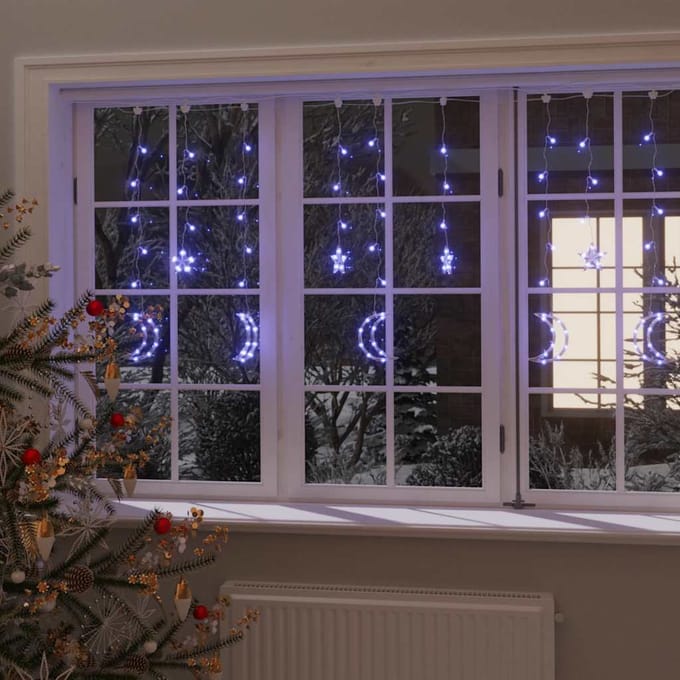 vidaXL - Lichtslinger - ster - en - maan - afstandsbediening - 345 - LED's - blauw