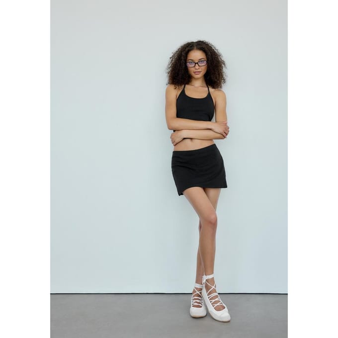 Stradivarius Basis broekrok van tricot  Zwart M
