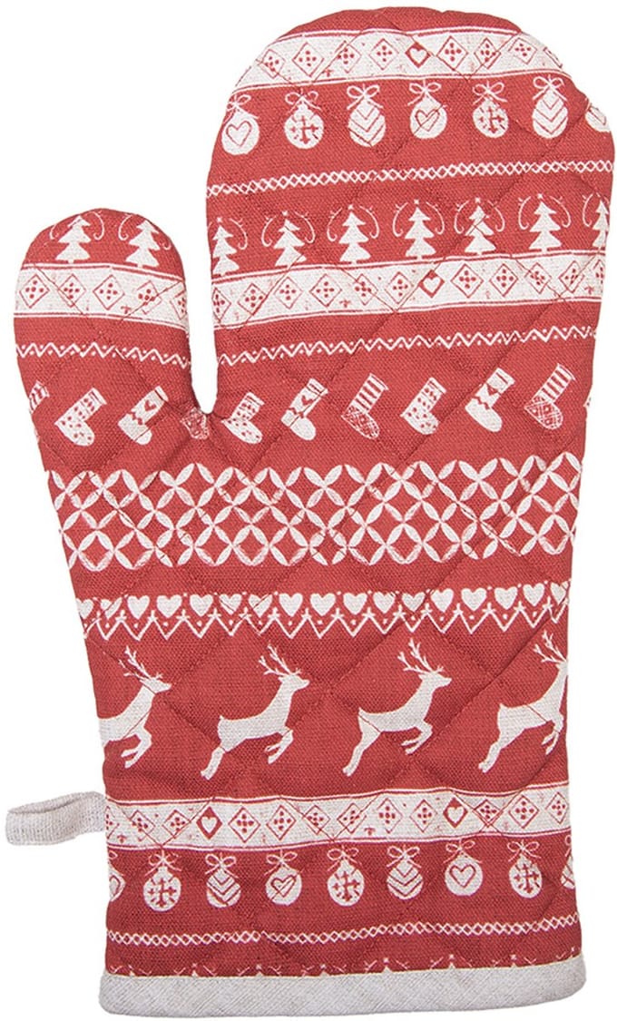 Clayre & Eef Ovenwant 16x30 cm Rood Katoen Hert