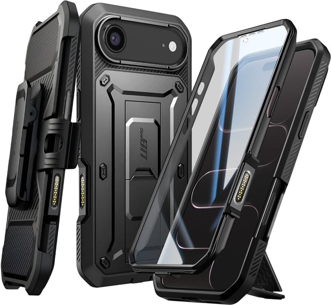 Supcase 360 Backcover met screen protector geschikt voor iPhone Air hoesje - Zwart