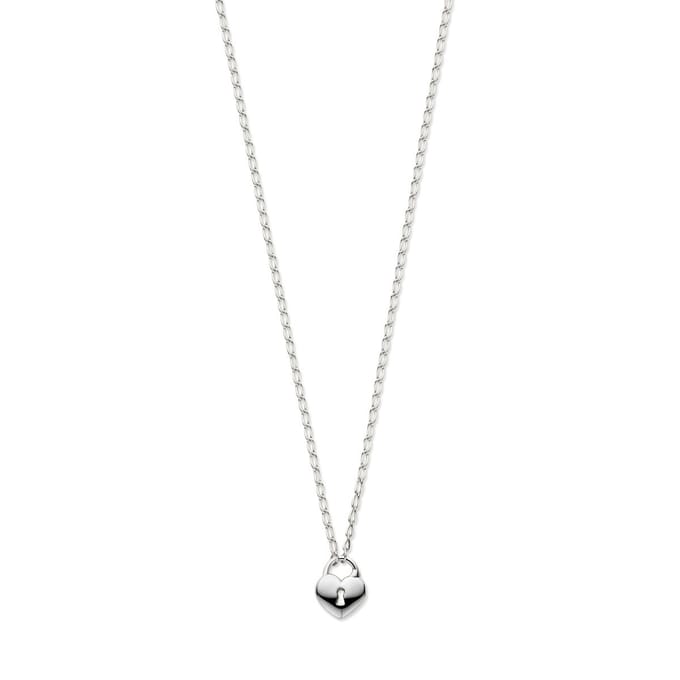Collier Hart En Slot 41 + 4 Cm Zilver Gerhodineerd