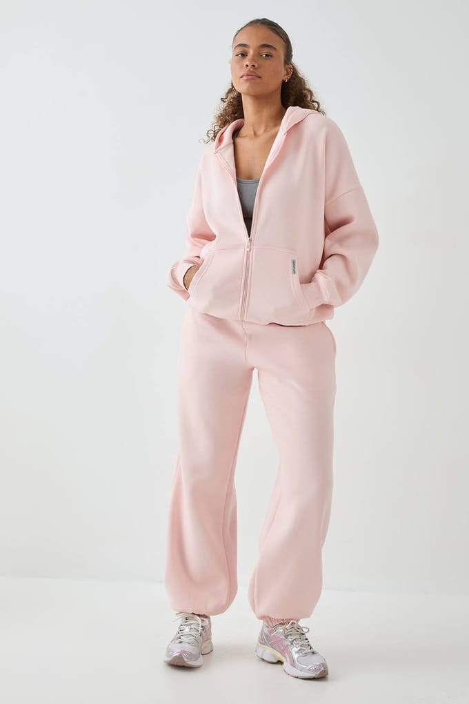 Dames DSGN Studio Oversized Zip Through Hoodie | Light Pink | Maat: Medium