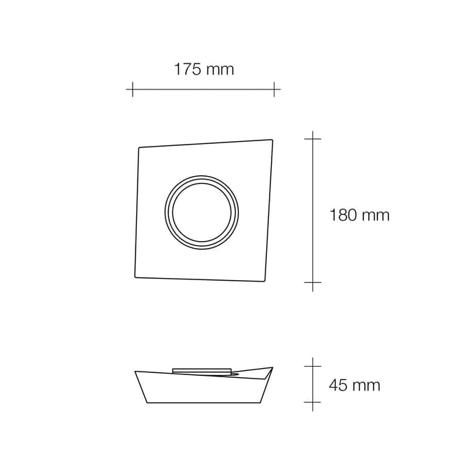 TECNICO by Sforzin Plafondlamp Anchise van gips, hoekig, 1-lamp