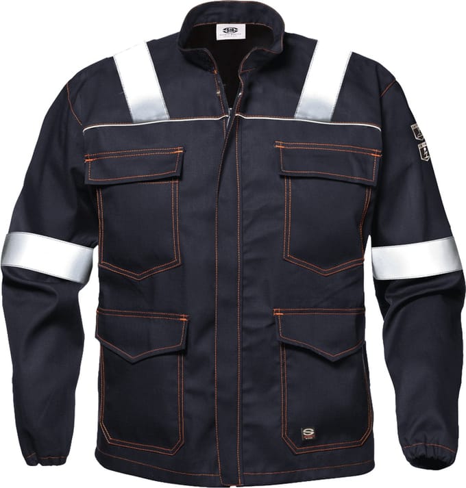 SIR SAFETY POLYTECH WITH BANDS Hi Vis Reflecterend Stof Werkjas HEREN Veiligheidsjas Donkerblauw - Vlamvertragend