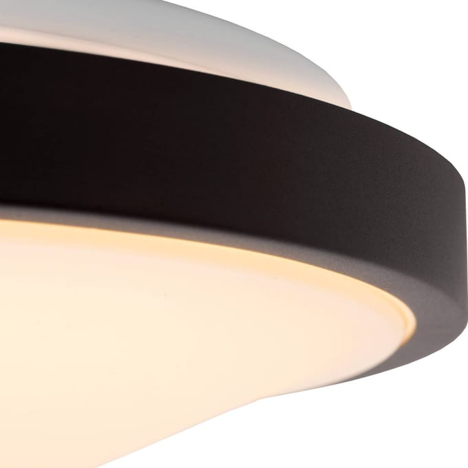 Lucide DASHER - Plafonnière (Plafondlamp) Badkamer - Ø 29,3 cm - LED - 1x12W 2700K - IP44 - Bewegingssensor - Zwart
