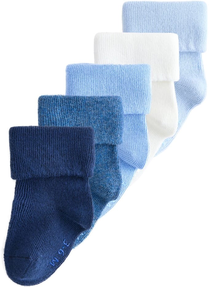 Next - Jongens - Set van 7 paar babysokken met omgerolde rand - Blauw