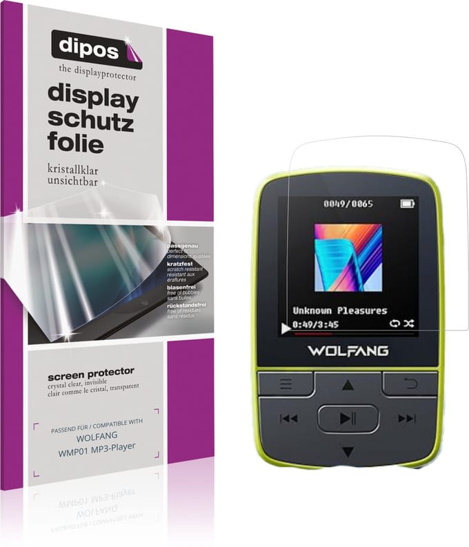dipos – 4x Beschermfolie geschikt voor WOLFANG WMP01 MP3-Player | Krasbestendige & heldere Screenprotector Ultra-Thin