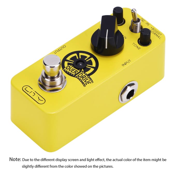 Lity Overdrive Gitaarpedaal Overdrive Mini Pedaal met 2 Modi van NORMAAL/BOOST Geluid van Buizen geel