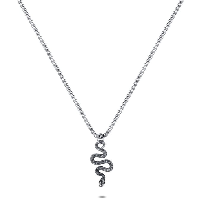 Twice As Nice Halsketting in edelstaal, slang 60cm
