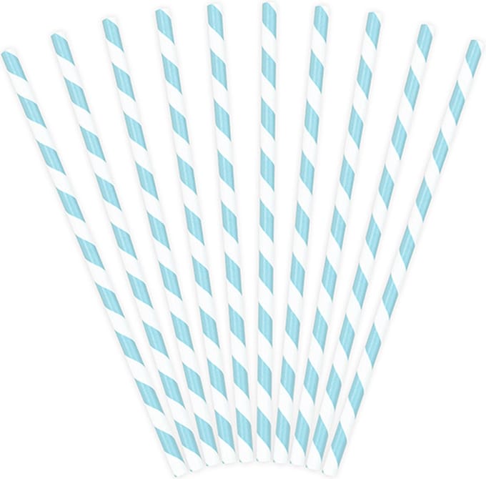 PartyDeco Rietjes Blauw/wit (10 st 19,5cm)