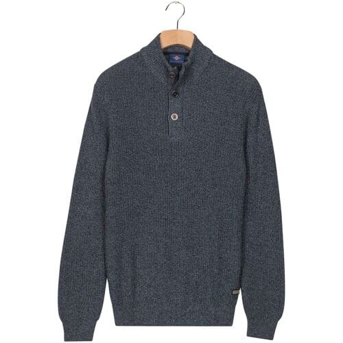 Baileys Trui Half Zip And Buttons Mouliné Rib Structure Faded Denim Blue / male