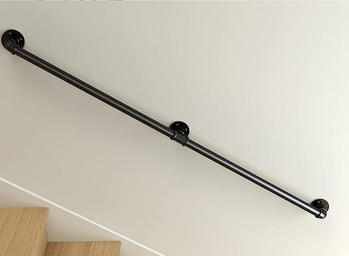 Trapleuning - Muursteun Leuning - Veiligheid Verhogen - Robuuste Ijzeren Constructie - 1 Meter - Zwart