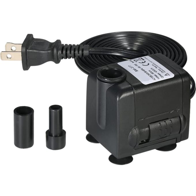 450L/H 6W dompelpomp Minifontein Verstelbare stroom met 2 sproeiers US Plug black