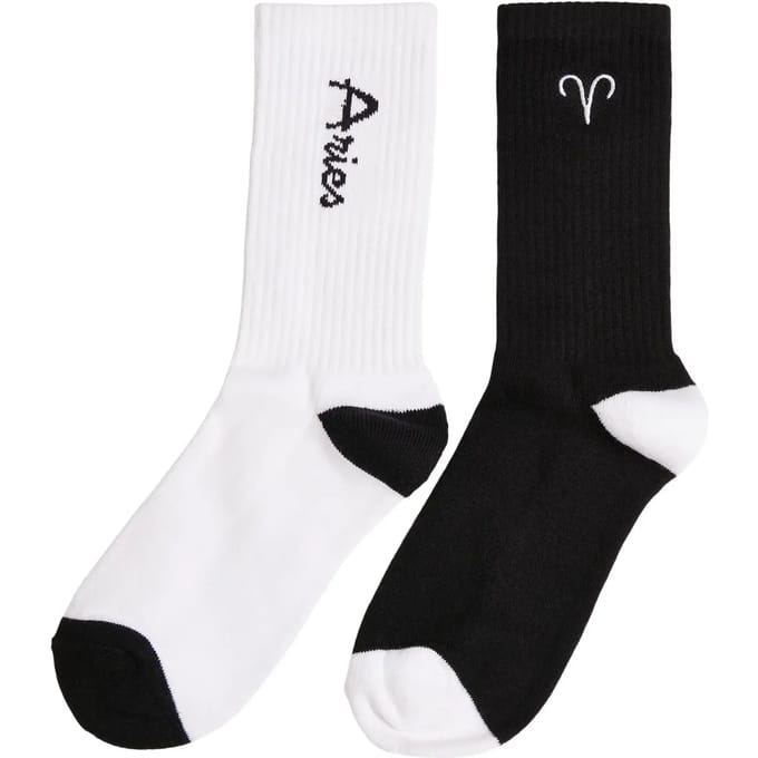 Mister Tee - Aries Zodiac 2-Pack Sokken - 39/42 - Zwart/Wit