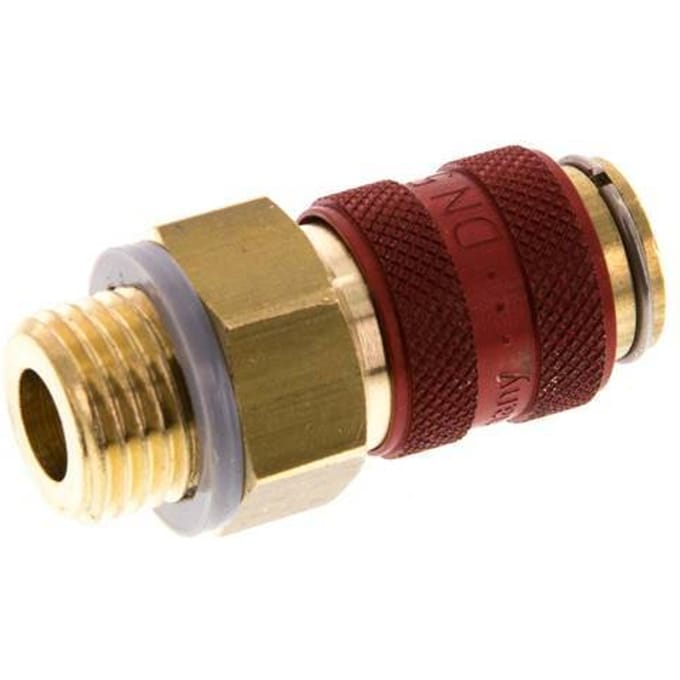 Messing DN 5 Rood Luchtkoppeling Snelkoppeling G 1/4 inch Buitendraad - CLS5-M-B-RED-014