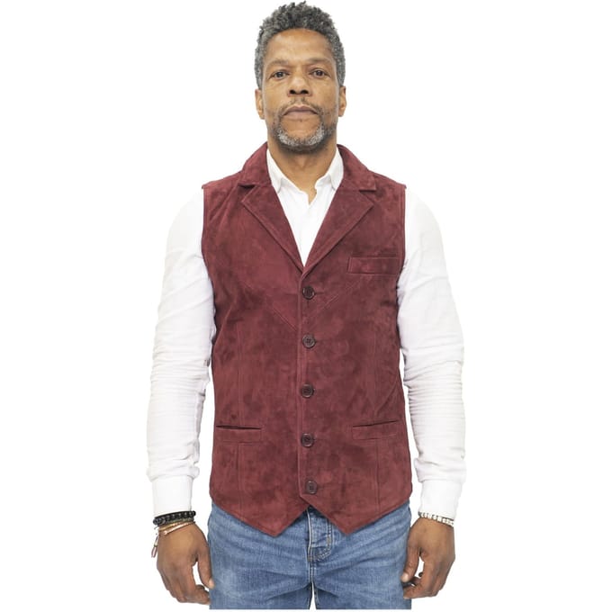Heren klassiek glad geit suède leren vest-Exeter