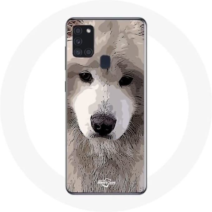 Samsung Galaxy A21S Hoesje Grijs Samojeed hondenras grijs
