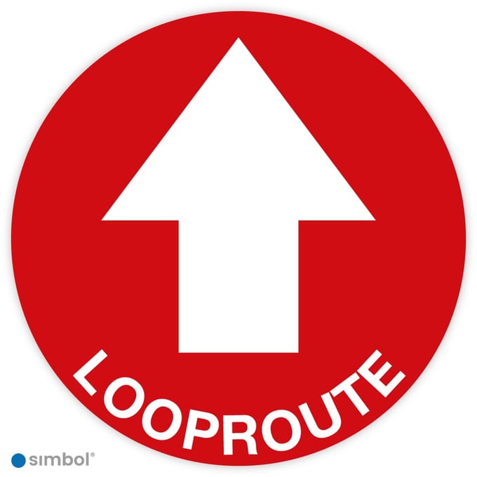 Simbol® - Vloerstickers Looproute met Pijl - Anti-Slip - Formaat ø 50 cm.