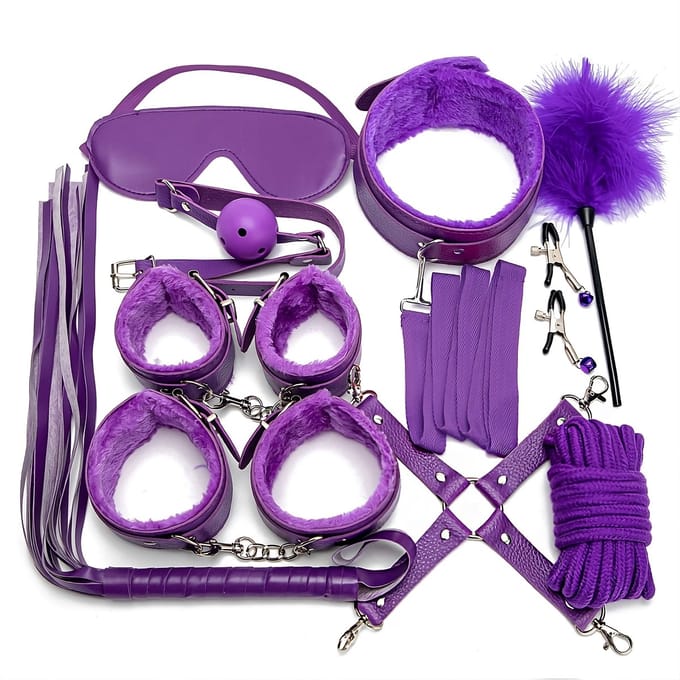 Fixxx - BDSM Bondageset - Gevoerd met Bont - Paars