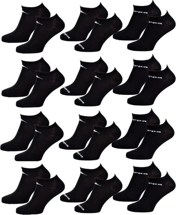 Kappa sneakersokken 12 paar zwart maat 39/42