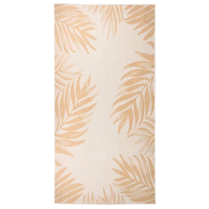 vidaXL - Buitenkleed - met - bladpatroon - platgeweven - 100x200 - cm