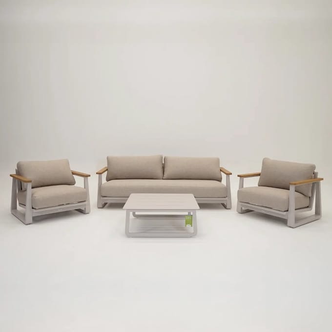 Loungeset Leather II creme/beige