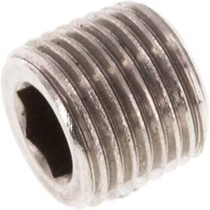 G 1/8'' RVS Plug met Binnenzeskant zonder kraag 40 Bar