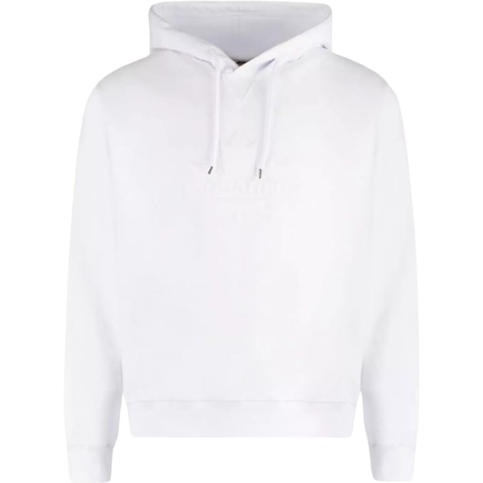 Dsquared2 Monotone Maple Leaf Logo White Hoodie
