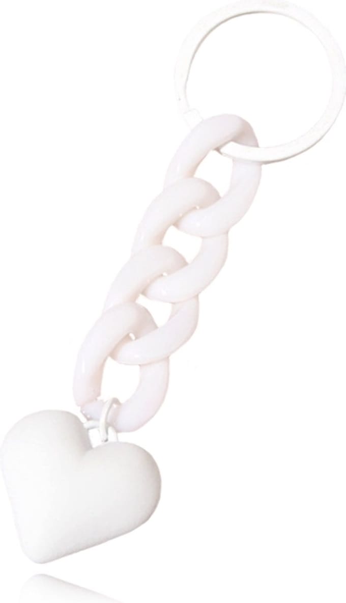 Sleutelhanger 4 grote Schakels & Hart - Wit