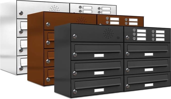 Brievenbus 6 klein type 2_Brievenbus met intercompaneel _6_adressen__RVS