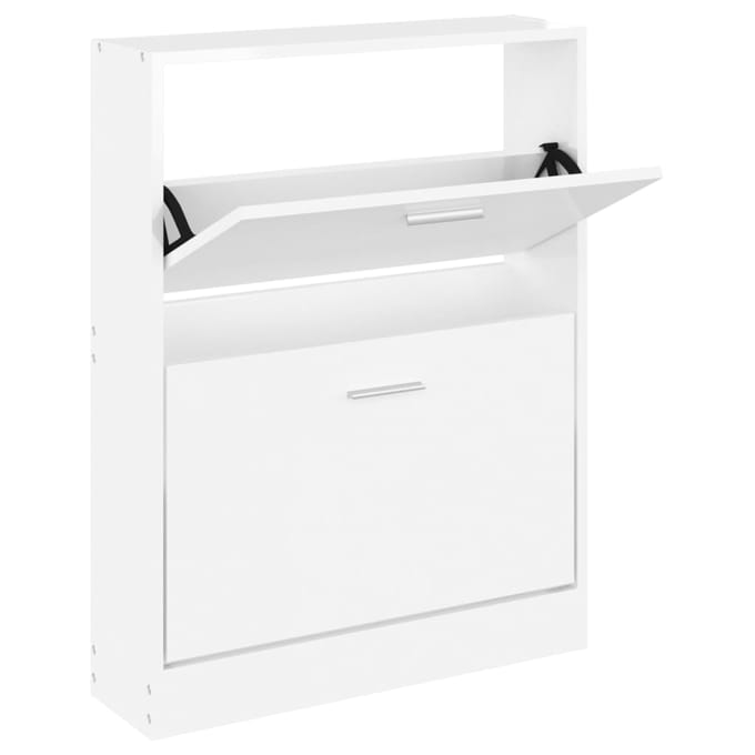 vidaXL - Schoenenkast - 59x17x81 - cm - bewerkt - hout - hoogglans - wit