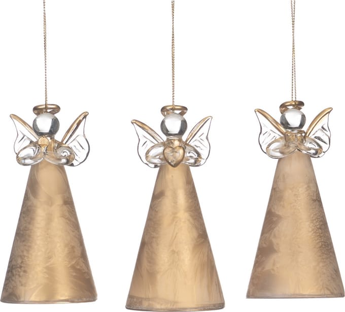 Goodwill Kersthanger Engel Glas Goud D 5 cm Voordeel Ass. van 3 Stuks