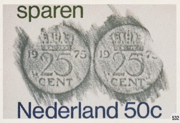 Briefkaart met afbeelding Sparen postzegel