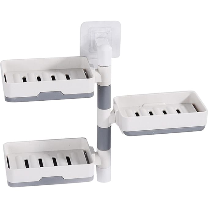 Draaibare Wandmontage Zeepdoos 3 Lagen HIPS Ponsvrij Draaibare Zeepcontainer Schaal voor white