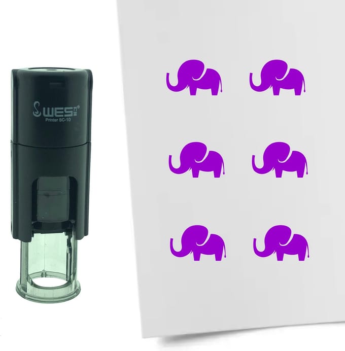 CombiCraft Stempel Olifant 10mm rond - paarse inkt
