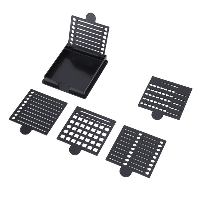 Ensemble de Pochoirs Notes Adhésives avec 5 Modèles Différents Réutilisable Distributeur de Notes Post-it Boîte de Rangement pour Bureau Familial Noir black