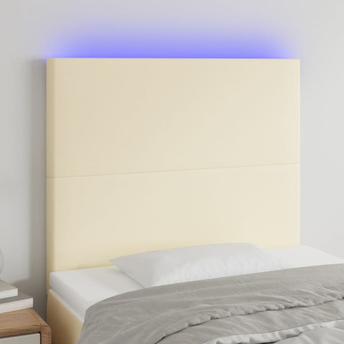 vidaXL - Hoofdbord - LED - 100x5x118/128 - cm - kunstleer - crèmekleurig