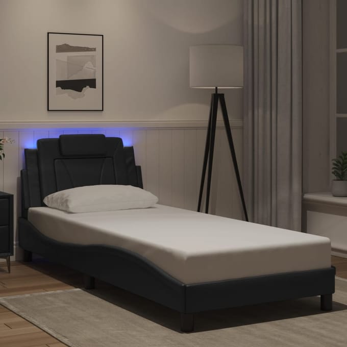 vidaXL - Bedframe - "Viana" - met - LED - zonder - matras - zwart - 90x190 - cm